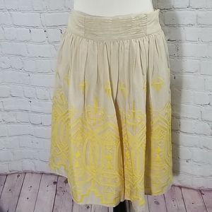 Anthropologie Tiny Embroidered Yellow Skirt NWT
